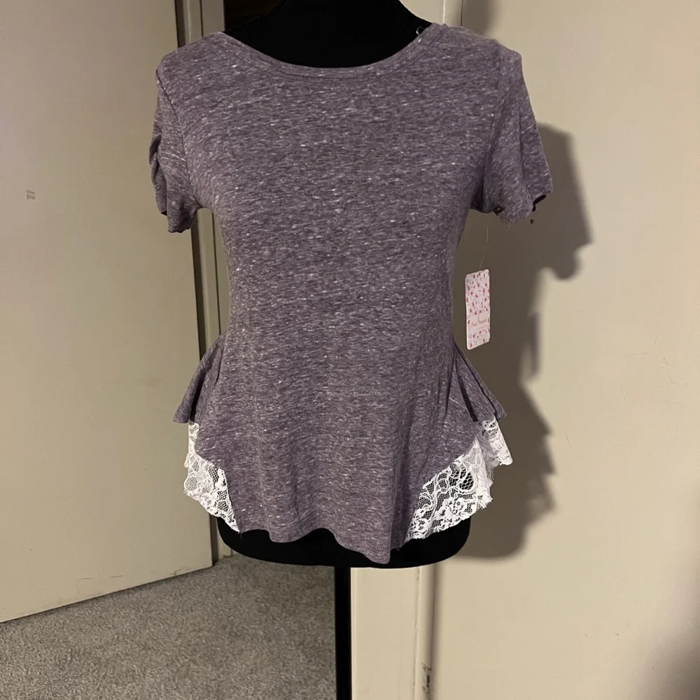 Free People Purple Tulip Lace Tee S/P